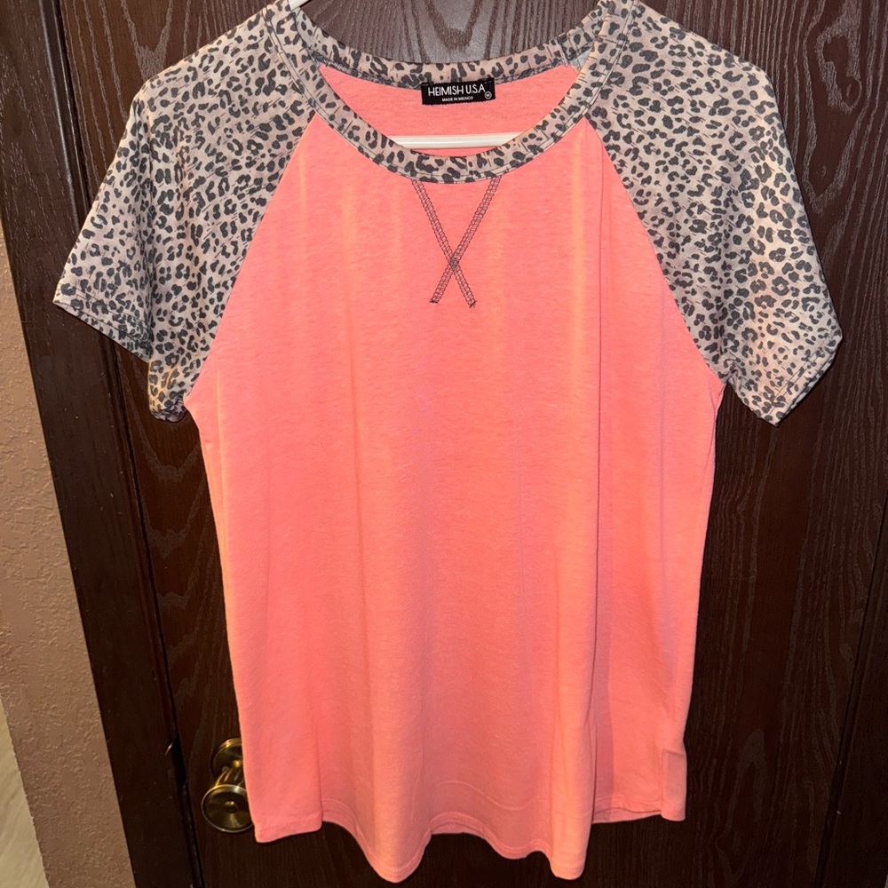 Coral Leopard Print Shirt